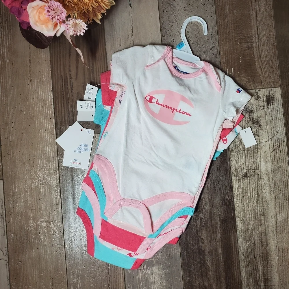NWT Champion 6M Baby Girl 5pc Set Aruba Blue 5 Pack Matching Bundle